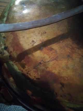 043 Large Vintage Oval Hammered Copper Chaffing Pot With Lid Handles 14 Inches 5
