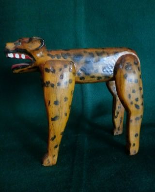Vintage Mexican Oaxacan Wood Carving Jaguar Animal Manuel Jimenez Era Folk Art