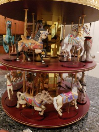 Vintage Franklin treasure of Carousel with 22 animal wooden figurines 2