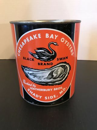 Vintage Oyster Chesapeake Bay Oysters Tin Shady Side Md Black Swan Brand