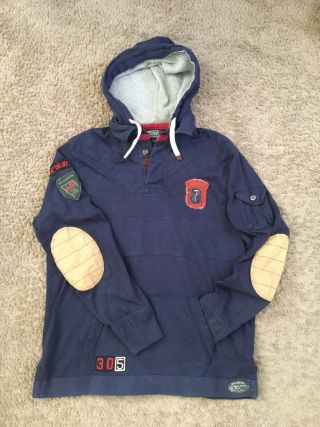 Vintage Rare Polo Ralph Lauren Patch Hooded Rugby Outdoorsman Rl | Sz L