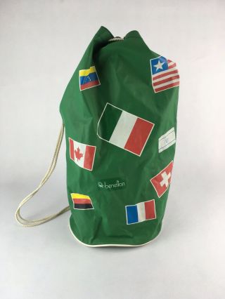 Vintage 80s United Colors Of Benetton Duffle Bag Colorful International Flags