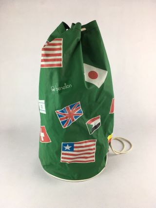 Vintage 80s United Colors of Benetton Duffle Bag Colorful International Flags 2