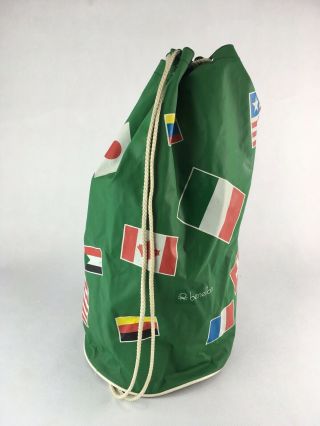 Vintage 80s United Colors of Benetton Duffle Bag Colorful International Flags 4