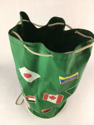 Vintage 80s United Colors of Benetton Duffle Bag Colorful International Flags 5