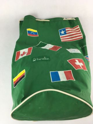 Vintage 80s United Colors of Benetton Duffle Bag Colorful International Flags 7