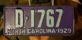1929 North Carolina Dealership Nc License Plate Tag Vintage Rare City Painted