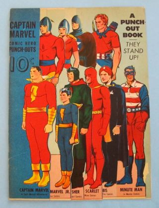 Vintage - 1942 - Captain Marvel Punch - Out Book - Comic Hero - Lowe -