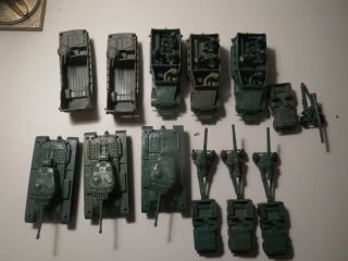 Vintage Marx U.  S.  Ww Ii Armor,  6 Tanks,  3 Halftracks,  4 Jeeps,  2 Landing Craft.