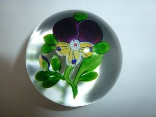 Antique Baccarat Pansy Glass Paperweight 3