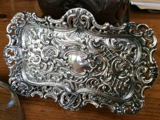 Antique Edwardian Solid Silver Hallmarked Pin Dish Tray