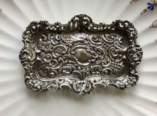 Antique Edwardian Solid Silver Hallmarked Pin Dish Tray 2