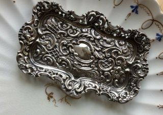 Antique Edwardian Solid Silver Hallmarked Pin Dish Tray 3