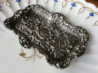 Antique Edwardian Solid Silver Hallmarked Pin Dish Tray 5