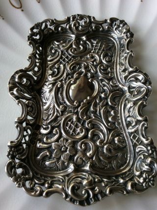 Antique Edwardian Solid Silver Hallmarked Pin Dish Tray 6