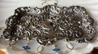 Antique Edwardian Solid Silver Hallmarked Pin Dish Tray 7