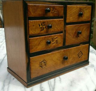 Antique Japanese Marquetry Miniature Chest of Drawers Apprentice Piece 3