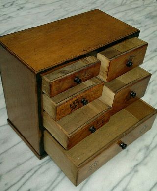 Antique Japanese Marquetry Miniature Chest of Drawers Apprentice Piece 8