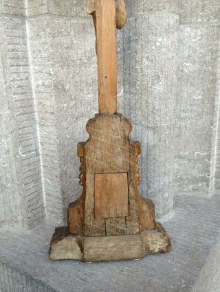 Antique Ornamental Church Altar Standing Carved Wood Cross Crucifix Jesus Corpus 12