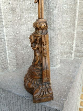 Antique Ornamental Church Altar Standing Carved Wood Cross Crucifix Jesus Corpus 9