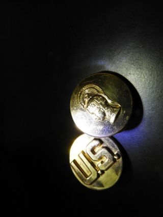Ww2 Us Army Enlisted Wac Collar Discs Brass Clutch Back Set Insignia Tunic
