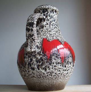Vintage 1960s - 1970s SCHEURICH Keramik German Pottery XL Fat Lava Floor Vase Lora 3