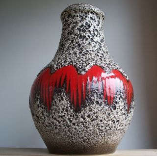 Vintage 1960s - 1970s SCHEURICH Keramik German Pottery XL Fat Lava Floor Vase Lora 4