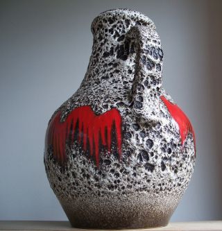Vintage 1960s - 1970s SCHEURICH Keramik German Pottery XL Fat Lava Floor Vase Lora 5
