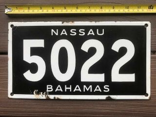 Vintage Nassau Bahamas License Plate 5022 Porcelain