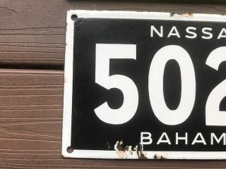 Vintage NASSAU BAHAMAS license plate 5022 PORCELAIN 2