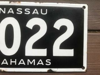 Vintage NASSAU BAHAMAS license plate 5022 PORCELAIN 3