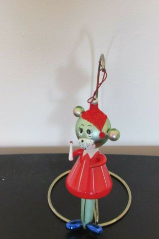 Vintage Decarlini Christmas Ornament Mouse Rare