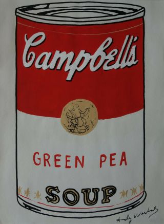 Offering Rare Unique painting,  PoP ART,  Campbells,  signed,  Andy Warhol with. 2