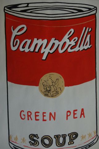 Offering Rare Unique painting,  PoP ART,  Campbells,  signed,  Andy Warhol with. 3