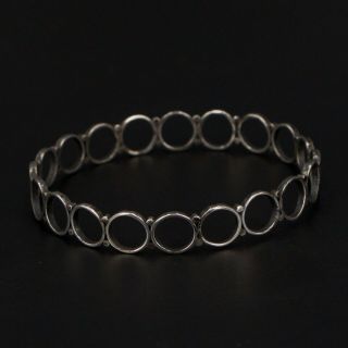 Vtg Sterling Silver Handmade Mid - Century Modern Circles 8 " Bangle Bracelet - 11g