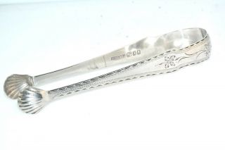 Antique Bright Cut Sterling Silver Sugar Tongs Holland Hallmarks