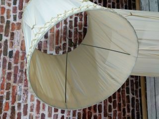 Mid Century Lamp Shades Drum Pleated Off White Gold Barrel Tall 18 