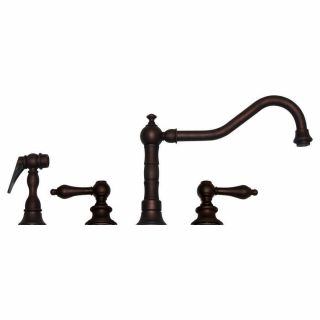 Whitehaus Vintage Iii Widespread Side Sprayer Kitchen Faucet In Mahogany Bronze