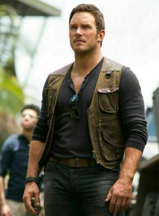 Brown Real Leather Vest Slim Fit Biker Jurassic World Chris Pratt Fallen Kingdom