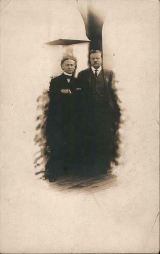 Rppc Rare: Teddy Roosevelt & Harry Houdini 1914 Ss Imperator Celeb Postcard