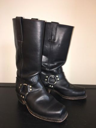 Frye Vintage Mens Harness Engineer Motorcycle Boots 8.  5 D Black Leather Usa Made