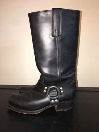 Frye Vintage Mens Harness Engineer Motorcycle Boots 8.  5 D Black Leather USA Made 3