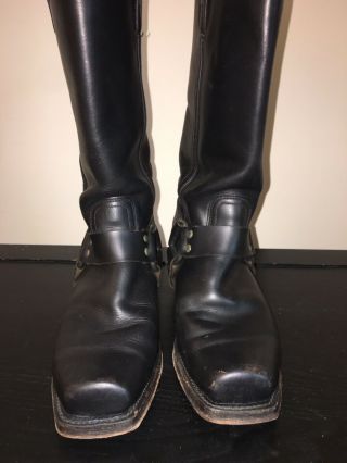 Frye Vintage Mens Harness Engineer Motorcycle Boots 8.  5 D Black Leather USA Made 5