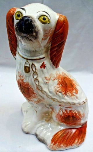 VINTAGE PORCELAIN FIGURINE DOG STAFFORD SHIR RED & WHITE SPANIEL DOG COLLECTIBLE 4