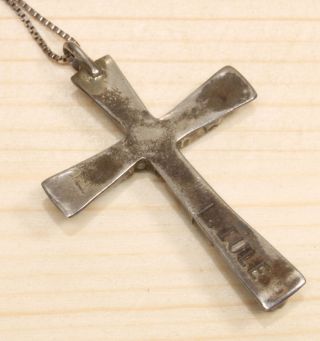 Lupe Iule Zuni Vintage Sterling Silver Turquoise Cross Pendant Necklace 218D - 14 2