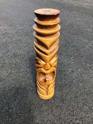 Northwest Coast Native Wooden Art Carving Totem Wood Pole Tall 19” Vtg
