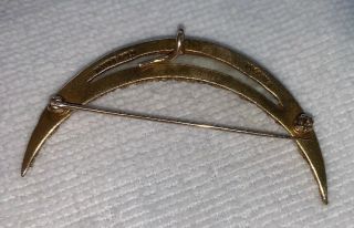 Vtg Yellow Native Gold Nuggets Horn & Crescent Moon Brooch Pin Pendant Alaska 3