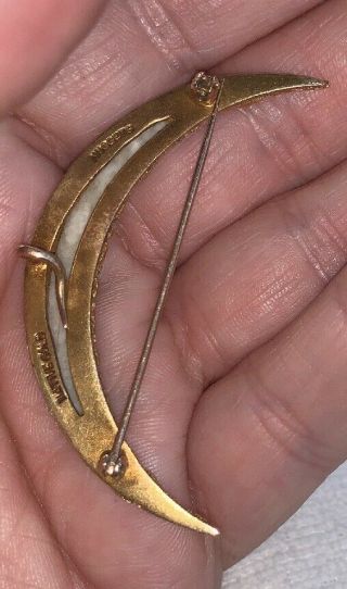 Vtg Yellow Native Gold Nuggets Horn & Crescent Moon Brooch Pin Pendant Alaska 4