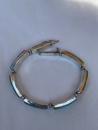 Vintage Sterling Silver Inlaid Turquoise 7 