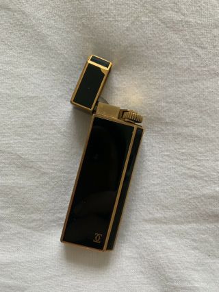 Auth CARTIER Lacquer Pentagon 5 - Sided Short Lighters / Gold Vintage w Case 10